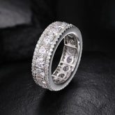 4mm Three  Row Round Cut Moissanite  Eternity Ring